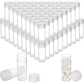 SOUJOY 200 Pieces Small Pill Bottle, 5ml Plastic Sample Bottle, Empty Prescription Medicine Vial Container with Cap, Clear Tiny Travel Tubes for Storage Portable Lab