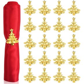 RETON 20 PCS Christmas Napkin Rings Set, Christmas Tree Napkin Holders for Xmas, Christmas Tree Napkin Buckle for Wedding Holiday, Table Decoration, Party Supplies Thanksgiving Dinner (Silver, 5cm)