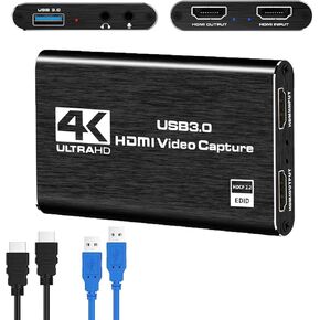 Capture Card for Nintendo Switch, Audio Video Capture Card with Microphone 4K HDMI Loop-Out,Full HD 1080P 60FPS Video Recorder for Streaming/Gaming/Conference, for Nintendo Switch/PS5/Xbox/Camera/PC