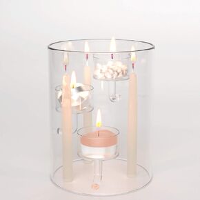 Glass Hurricane Candle Holder, Clear Cylinder Floating Candleholder for Pillar Candles, Open Ends for Christmas Wedding Party Centerpiece Table Decor (W:4.7", H:6"), (3 Holder in 1)