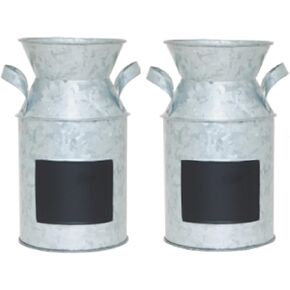 Hosley Metal White Milk Can 10" High Add Vintage Charm to Your Space with Rustic Farmhouse Decor and Versatile Home Accent