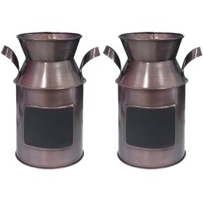 Hosley Metal White Milk Can 10" High Add Vintage Charm to Your Space with Rustic Farmhouse Decor and Versatile Home Accent