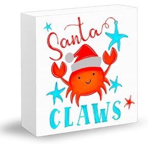 EoffIvan Funny Christmas Decor Christmas Bathroom Decor Christmas Gift Wooden Box Rustic Wall Art Winter Novelty White Indoor Home Decor Wooden Desk Decor Santa Claws Lavatory Stuff