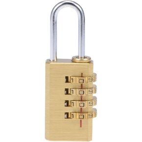 uxcell 4 Digit Combination Padlock Brass Lock 3mm Shackle Dia 21mm Body Width Weatherproof Fence Gate Gym Locker Lock for Travel Outdoor