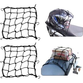 3 Pack Motorcycle Net - 2 Pack Heavy Duty 15.7 inch / 40cm Elastic Luggage Cargo Net+ 23.6 inch / 60cm Helmet Net for Motorcycle and Bike
