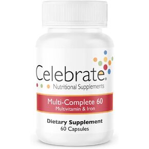 Celebrate Vitamins Multi-Complete, 60mg Iron – Daily Bariatric Multivitamin for Sleeve Gastrectomy and Gastric Bypass Surgery Patients – Essential Vitamins & Minerals (60 Capsules)