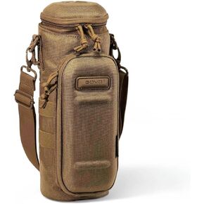 GOVO U1 Water Bottle Pouch with Zippered Hardshell Cap, Fits Up to 40oz Bottle, Molle System, Heavy Duty, Made With 100% Nylon
