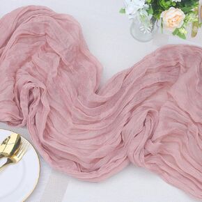 6 Pack Cheesecloth Table Runner, Pink 10FT Gauze Table Runners for Wedding Decorations, Party, Baby Shower, Birthday, and Bridal Shower(35x120 Inches)