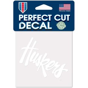 NCAA Nebraska Cornhuskers 4x4 Perfect Cut White Decal, One Size, Team Color