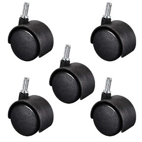 uxcell® 2inch Swivel Casters Nylon Twin Wheel 8mmx20mm Stem Furnitures Caster Black 5pcs