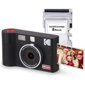 KODAK Mini Shot 2 ERA 4PASS 2-in-1 Instant Camera and Photo Printer (Black, Camera + Initial 8 Sheets + 60 Sheets)