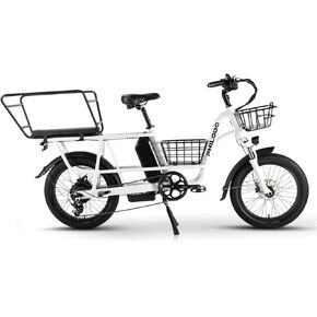 Electric Bike for Adults,1000W 450lbs Capacity Cargo Ebike, 48V 17.5Ah/35Ah Single/Dual Battery, 20"×3.0" Fat Tire 32MPH Electric Bicycle with Basket and Rear Rack for Carrying Passenger