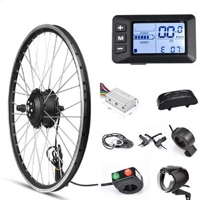 Electric Bike Conversion Kit Front Wheel Motor 350W E Bike Kit 36V Hub Motor 20" Bicycle BLDC Controller with LCD Display Controller PAS Brake Lever for 20 * 1.95 Tire