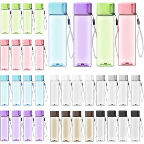 32 Pcs Water Bottle Bulk 17 oz Reusable Leak Proof Portable Bottles Plastic Sports Drink Bottles Large for Kids Adults for School Classroom Fitness Office Travel Camping (Multicolor)