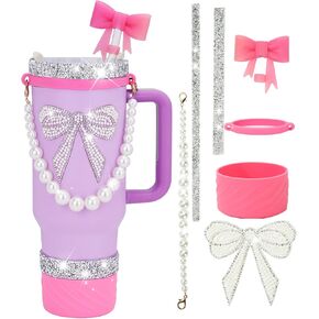 Stanley Cup Accessories Set 40 oz 30 oz Stanley Cup Boot Silicone Strap Flash Star Decorative Sticker Charms Pearl Tidai Decoration