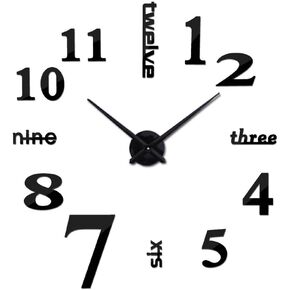 NBGRLVS YIROCK 3D DIY Wall Clock - Frameless Large 3D Modern Wall Clock Mirror Stickers Decor for Office Living Room Bedroom Home Decorations (Black)