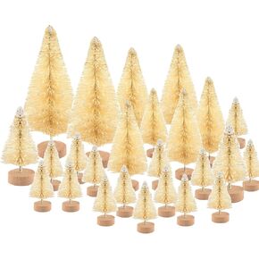 KUUQA Mini Christmas Trees Bottle Brush Trees with Snowmen Reindeer, 31Pcs Christmas Village Sets Village Accessories Ornaments for Christmas Decorations Indoor Village Display Platforms Winter Decor