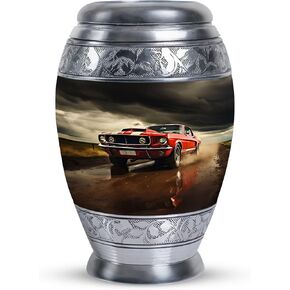Red Car On Road - Decorative Urns for Ashes - Cremation Urns for Human Ashes - 3 Inch - Pack of 1 - Urn Adult Human Ashes - Memorial Urn - Keepsake Urn for Human Ashes - Mini Urn