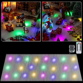 Zhengmy Christmas Snow Blanket with LED Lighted Snow Table Runner Light LED Xmas Table Runner LED Blanket SnowVillage Snow DecorationsTable Blanket Artificial Snow Holiday, 59 x 16 Inch (White)
