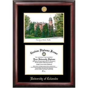 Campus Images CO995LGED University of Colorado, Boulder Embossed Diploma Frame with Lithograph Print, 8.5" x 11", Gold