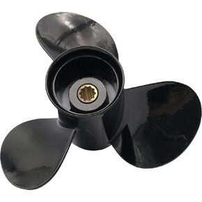 POLAMAX Aluminum 3 Blades Outboard Propeller Boat Prop (9.9x9, 9.9x10, 9.9x11, 9.9x12, 9.9x13, 9.9x14) with 10 Spline Tooth for Mercury/Tohatsu 25/30 HP (4-Stroke)/MFS&NSF25/30