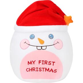 Cuteoy First Christmas Snowman Plush Pillow Cute Plush Toy Soft Stuffed Animal Plushies for Girls Boys Birthday