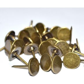 100 Pieces Upholstery Nails Tacks Push Pins Round Flat Head Bronze Vintage Thumb Tack for Furniture Decoration (Head Diameter:7/16", Height:11/16")