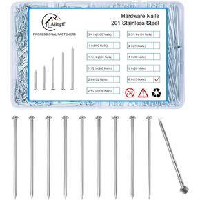15PCS Stainless Steel Hardware Nails with Storage Box, 6Inch Flat Head Nails for Hanging Pictures and Woodworking, Picture Hanging Nails, Long Nails, Wall Nails, Wood Nails, Finishing Nails