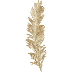 Deco 79 Polystone Bird Home Wall Decor Large Metallic Feather Wall Sculpture, Wall Art 14" x 3" x 47", Gold