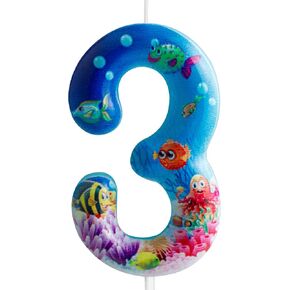 Sea World Birthday Candles Number 1 Blue Sea World Theme 1st Birthday Party for Girl Boy Birthday Cake Topper Graduation Celebration Anniversary Decorations