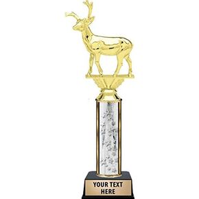 Crown Awards Buck Deer Trophies - Personalized Silver Buck Deer Trophy with Custom Engraving Prime