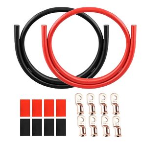 WATERWICH 2 Gauge Battery Cable Wire 2 AWG 3.28FT Welding Cables Set with 3/8" Lugs Terminals 8 hot melt adhesives Perfect Connection for Ship Boat Small Yacht RV Camper Truck Car Vehicle
