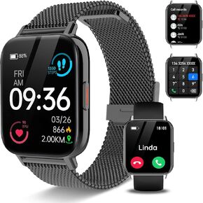 Smart Watch for Men Women,1.8" Smart Watches with Bluetooth Call (Answer/Make Calls) with fitness Tracking Heart Rate/Sleep Monitor,100 Sport Modes Smartwatch for Android Phones(Beige).
