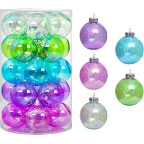 MOONET 25Pcs 2.64in Christmas Decoration Balls Shatterproof Colored Transparent Ball for Festival Wedding Home Party Decors Xmas Tree Hanging