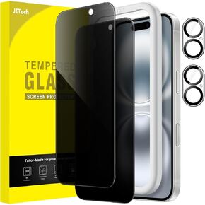 JETech Privacy Screen Protector for iPhone 13 6.1-Inch with Camera Lens Protector, Anti-Spy Tempered Glass Film, Easy Installation Tool, 2-Pack Each