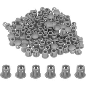 uxcell 100pcs Nylon Plastic Hole Plugs, 1/5"(5mm) Round Drill Screw Hole Plugs Covers Knockout Locking Plastic Plugs Insert End Caps for Kitchen Cabinet Furniture, Deep Grey