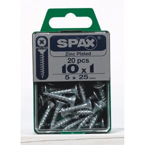 Spax Multi-Material Screw 1 " Zinc Phillips/Square Multiple Material Thread Flat Head Box 20