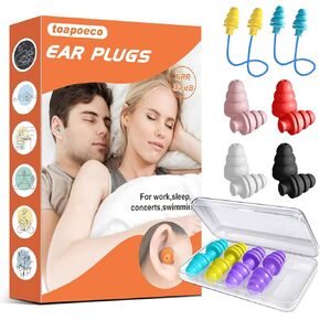 Ear Plugs for Sleeping Noise Cancelling, Reusable Earplugs for Sleeping, Concert, Snoring, Travel, Comfortable Type,33dB Highest NRR 8 Pairs 7 Colors3