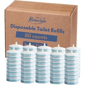 80-pcs Toilet Brush Wand Refills, Compatible with Most Toilet Brushes, Disposable Wand Heads (Package May Vary)
