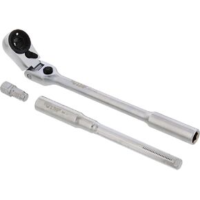 VIM Tools Flex Socket Ratchet to T Handle Wrench 3pc Set - 1/4in Small Ratchet Set with Socket Extension and Adapter