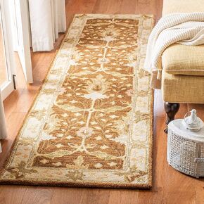 SAFAVIEH Antiquity Collection 2'3" x 12' Brown / Beige AT840B Handmade Traditional Oriental Premium Wool Runner Rug