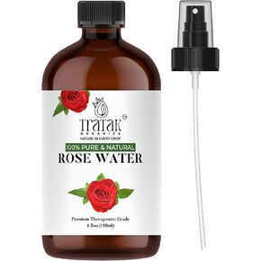 100% Natural Rose Water with Premium Mist Spray l Refreshing Facial Mist for Glowing Skin & Skin Hydration l All Skin Types l Made Without Alcohol l for Bath, Haircare l Huge 4 oz