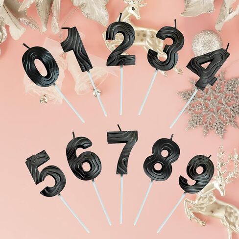 10-Pieces Gold Number Candles 0-9 Gold Number Birthday Candles 10Pcs Cake Topper Decoration Birthday Parties and Wedding Anniversary Celebrations Decoration (Gold) in Saudi Arabia