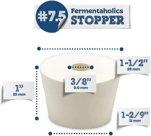 Fermentation Rubber Stoppers Drilled Bungs For Use With Airlock (#7.5 Rubber Stopper - 4 Pack) in Saudi Arabia