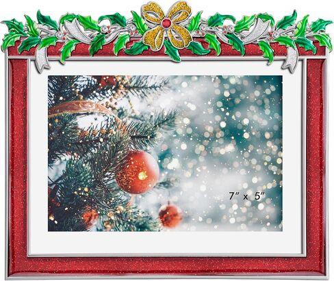 زينة عيد الميلاد إطار الصورة 5x7 ندفة الثلج عيد الميلاد المعادن عرض الصور إطارات الصور مع زجاج عالي الوضوح أفكار هدية أمامية منضدية ديكور المنزل (ندفة الثلج) in Saudi Arabia