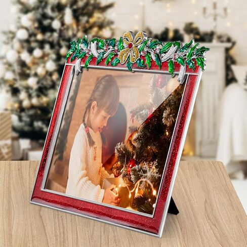 زينة عيد الميلاد إطار الصورة 5x7 ندفة الثلج عيد الميلاد المعادن عرض الصور إطارات الصور مع زجاج عالي الوضوح أفكار هدية أمامية منضدية ديكور المنزل (ندفة الثلج) in Saudi Arabia