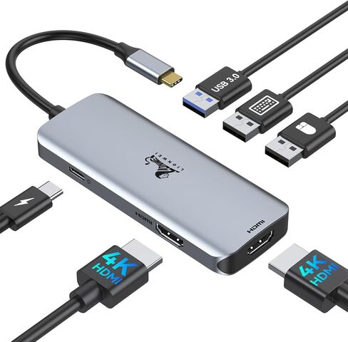 USB C Docking Station Dual Monitor 12-in-1 Dual HDMI Adapter Triple Display USB C Hub with VGA, Gigabit Ethernet, 100W PD, 5 USB Ports, SD/TF Card Reader Audio for Lenovo/HP/Dell in Saudi Arabia