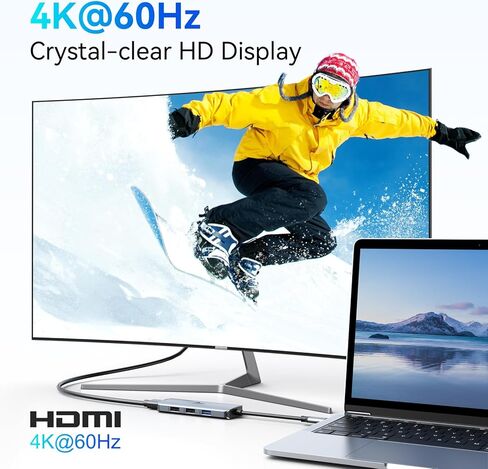 USB C Docking Station Dual Monitor 12-in-1 Dual HDMI Adapter Triple Display USB C Hub with VGA, Gigabit Ethernet, 100W PD, 5 USB Ports, SD/TF Card Reader Audio for Lenovo/HP/Dell in Saudi Arabia