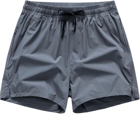 Men's Summer Elastic Drawstring Waist Shorts Athletic Workout Running Track Shorts with Pockets in Saudi Arabia
