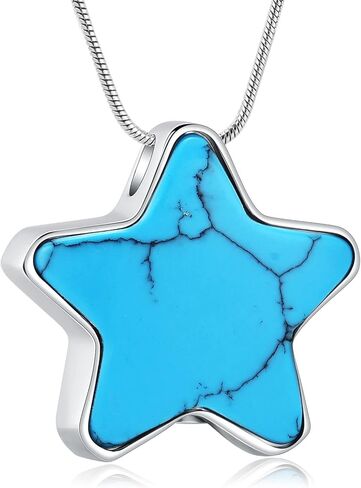 Teardrop with Turquoise Water Drop Stainless Steel Urn Pendant Necklace Cremation Jewelry Gifts for Women and Girls Memorial Keepsake Ashes Holder Jewelry in Saudi Arabia